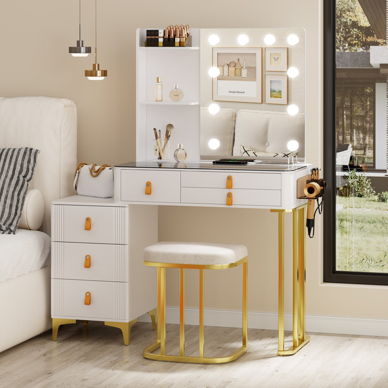 Latitude Run Makeup Vanity with 3 Lighting Colours